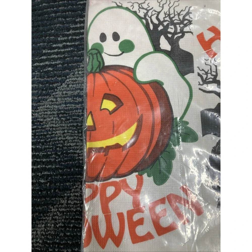 Vintage Halloween Table Cover Ghost Pumpkin Cat 54 X 96 New Sealed Spooky